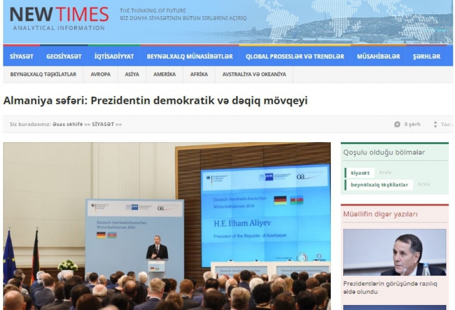 Almaniya səfəri: Prezidentin demokratik və dəqiq mövqeyi
