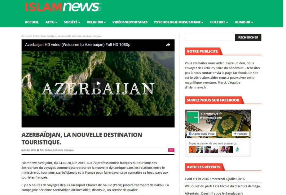 Azərbaycan – yeni turizm istiqaməti