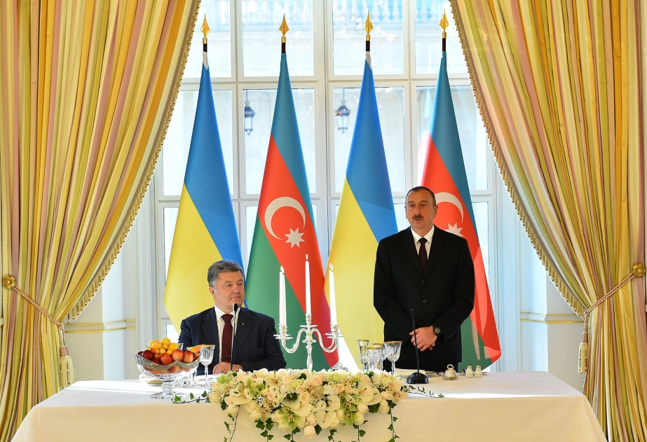 President Ilham Aliyev hosted dinner reception in honor of Ukrainian President Petro Poroshenko VIDEO