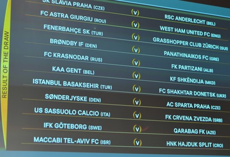 UEFA Avropa Liqasının pley-off mərhələsində Azərbaycan klublarının rəqibləri müəyyənləşib