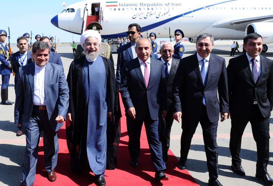 Iranian President Hassan Rouhani arrives in Azerbaijan on official visit
