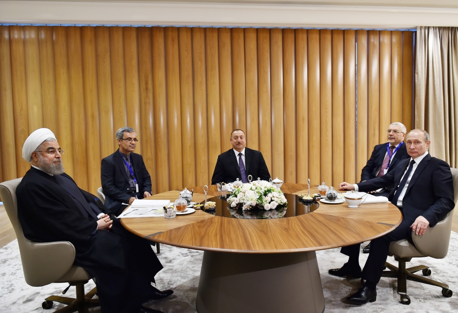 В Баку состоялась встреча президентов Азербайджана, Ирана и России ВИДЕО