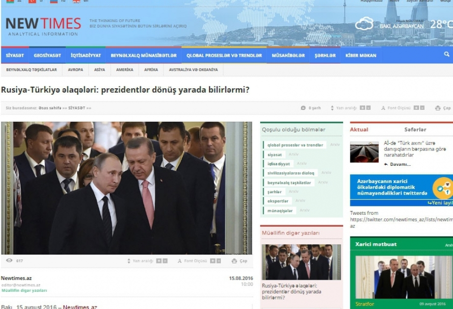 Rusiya-Türkiyə əlaqələri: prezidentlər dönüş yarada bilirlərmi?