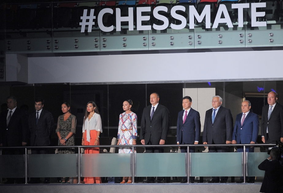 第四十二届世界国际象棋奥林匹克团体赛开幕式在巴库举行阿塞拜疆总统伊利哈姆•阿利耶夫出席开幕式