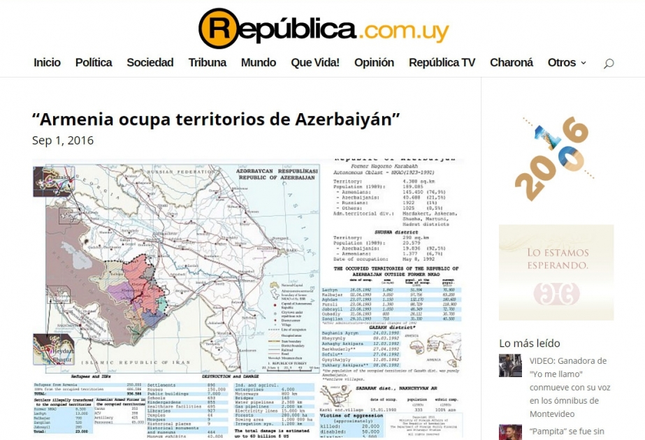 Another Armenian provocation responded in Uruguayan press