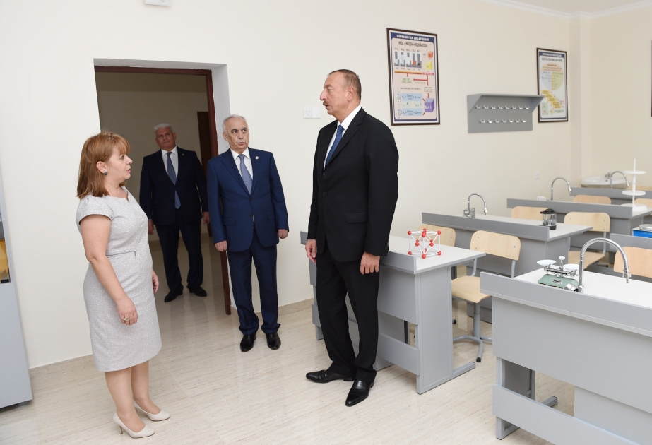 President Ilham Aliyev viewed conditions created at new block of school No. 245 in Baku VIDEO