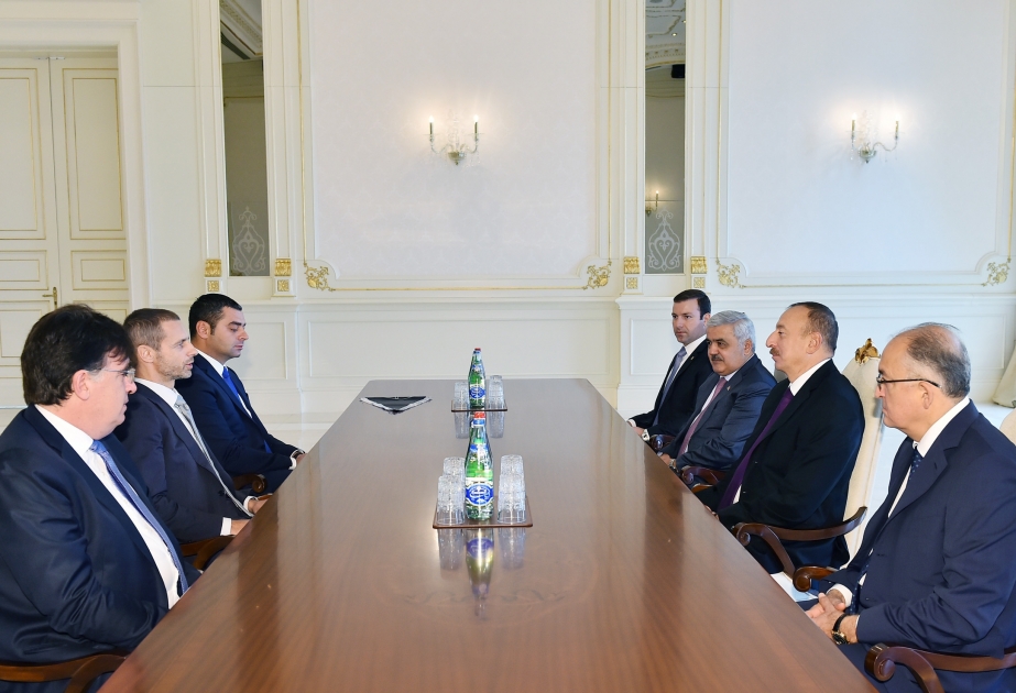 President Ilham Aliyev received delegation led by UEFA President VIDEO