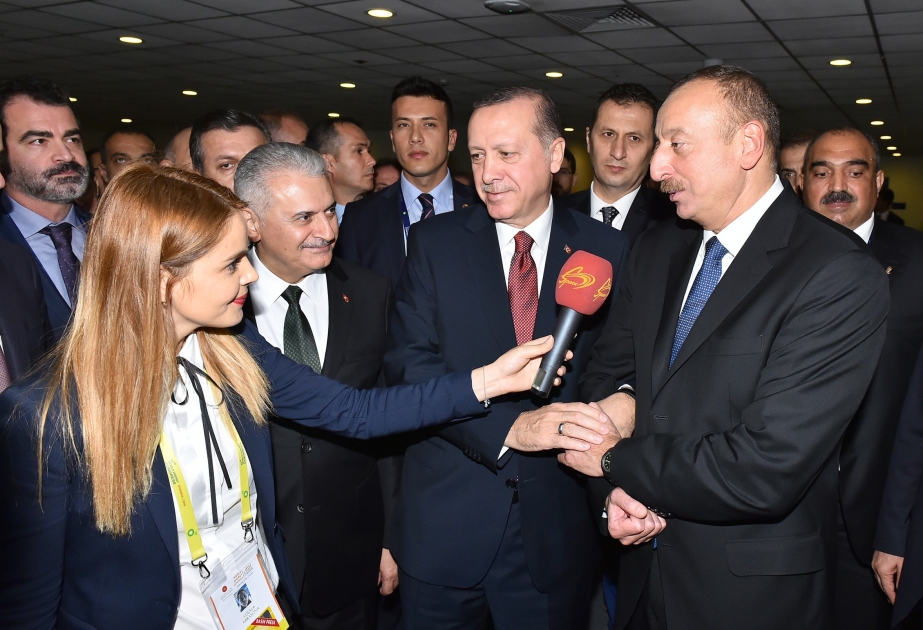 Azerbaijani and Turkish presidents responded to Space TV reporter's question VIDEO