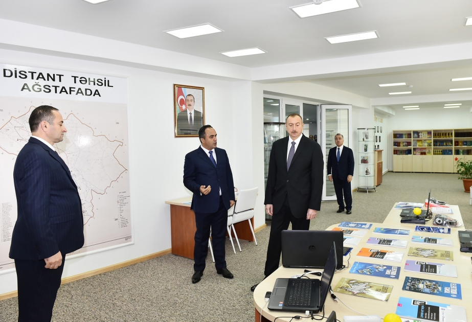 Ознакомление с условиями, созданными в капитально реконструированном Центре Гейдара Алиева в Агстафе ВИДЕО
