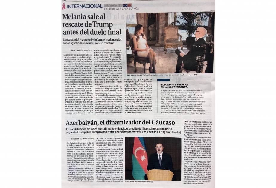 La Razon: Azerbaijan is the rapidly developing country in the Caucasus