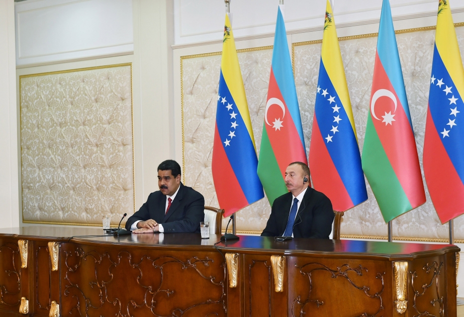 Prezident İlham Əliyev və Prezident Nikolas Maduro mətbuata bəyanatlarla çıxış ediblər [YENİLƏNİB] VİDEO