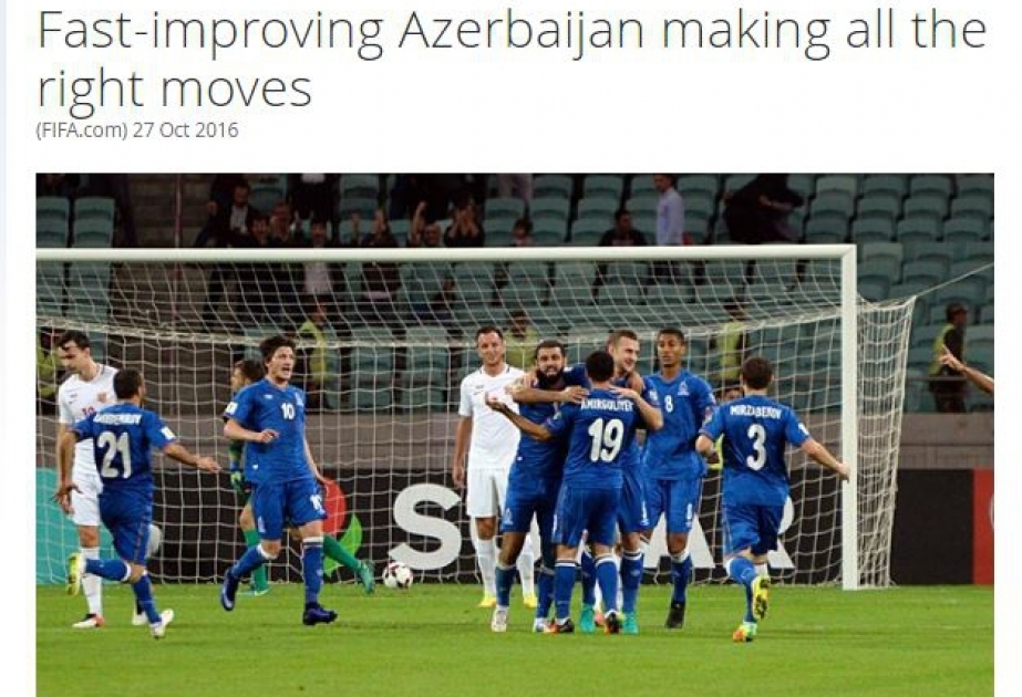 FIFA-nın saytında futbol üzrə Azərbaycan millisinin uğurlu çıxışına dair məqalə yerləşdirilib