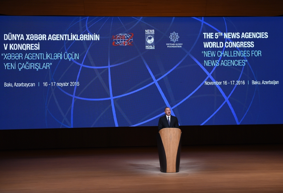 Baku hosted joint opening of 5th News Agencies World Congress and 16th General Assembly of Organization of Asia-Pacific News AgenciesPresident Ilham Aliyev attended the ceremony VIDEO
