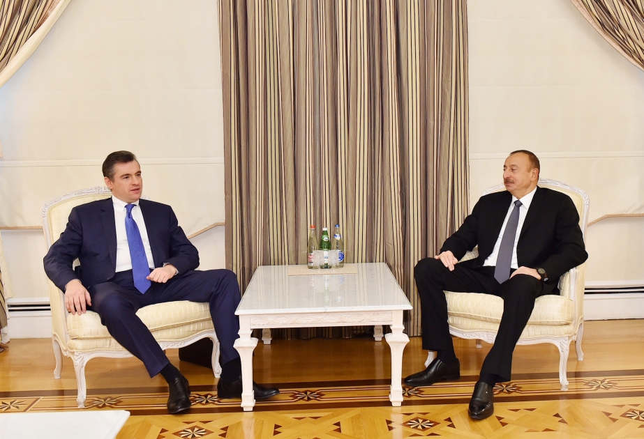 Le président azerbaïdjanais reçoit le président de la commission des Affaires étrangères de la Douma d’Etat russe VIDEO