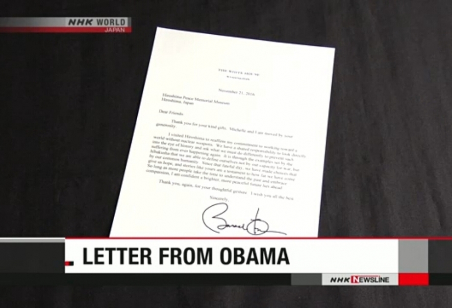Hiroshima peace museum receives thank you letter from Obama