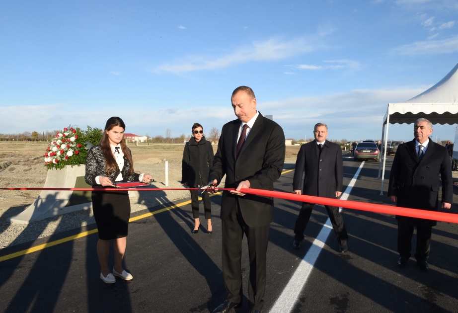 President Ilham Aliyev attended the opening of new bridge over Tartar River VIDEO