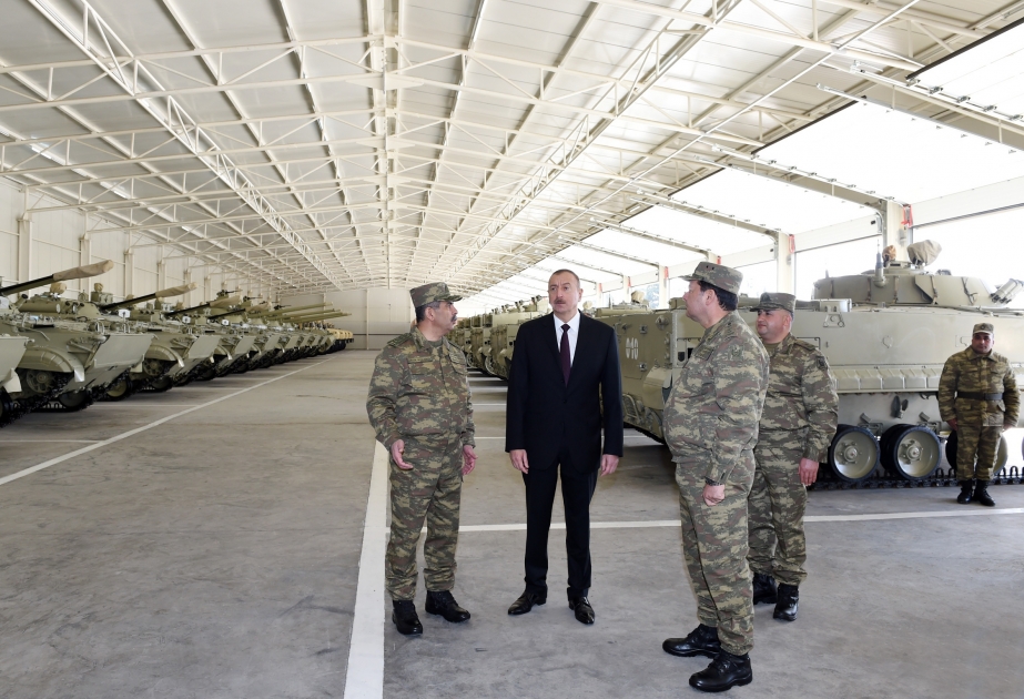 Президент, Верховный Главнокомандующий Ильхам Алиев побывал в новой Н-ской воинской части в Тертере ВИДЕО