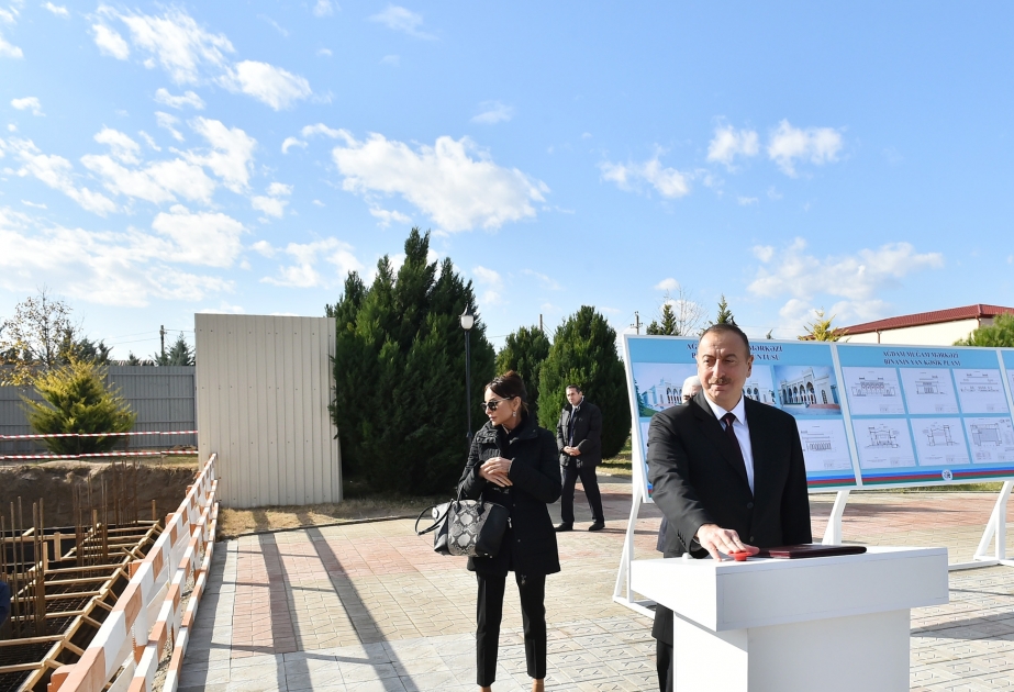 Le président azerbaïdjanais pose la première pierre du Centre de mougham à Aghdam VIDEO