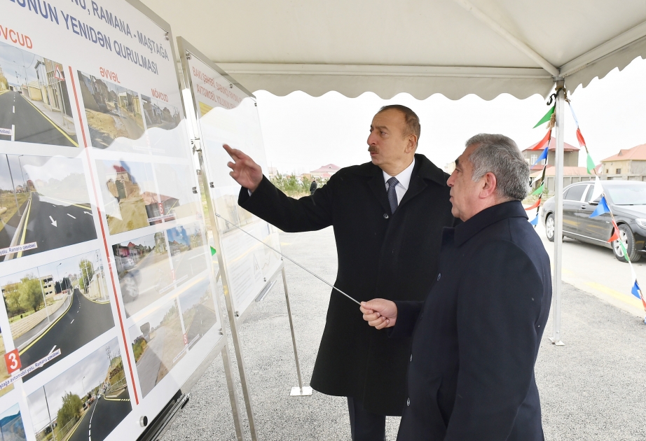 Le président Ilham Aliyev a pris part à l’ouverture de la route Ramana-Machtagha après la rénovation VIDEO