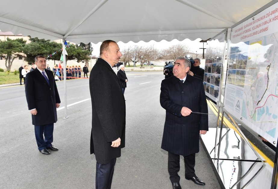 Zığ-Əmircan-Yeni Suraxanı avtomobil yolunun 5 kilometrlik hissəsi əsaslı yenidənqurmadan sonra istifadəyə verilib Prezident İlham Əliyev avtomobil yolunda görülən işlərlə tanış olub [YENİLƏNİB] VİDEO