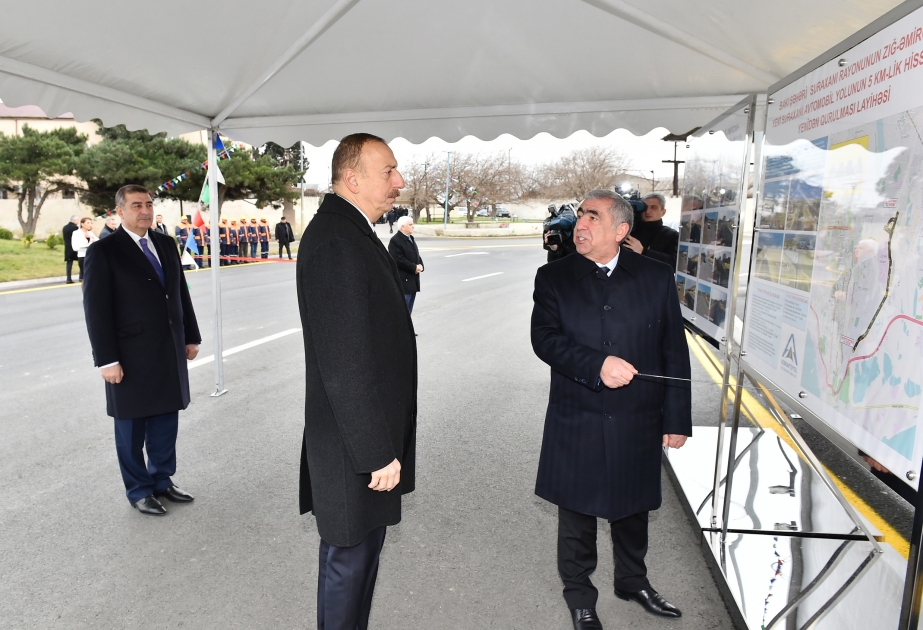 President Ilham Aliyev opened section of Zigh-Amirjan-Yeni Surakhani highway VIDEO