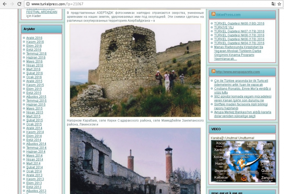 Кыргызский портал Туркелпресс распространил фотографии, свидетельствующие об армянском вандализме