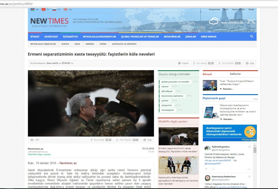 Erməni separatizminin xəstə təxəyyülü: faşistlərin kölə nəvələri