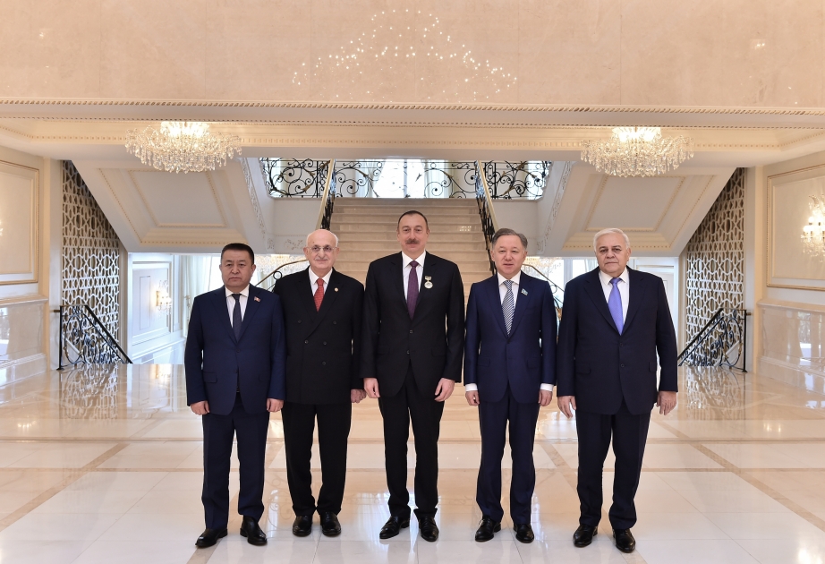 President Ilham Aliyev received parliament speakers of Turkey, Kazakhstan and Kyrgyzstan VIDEO