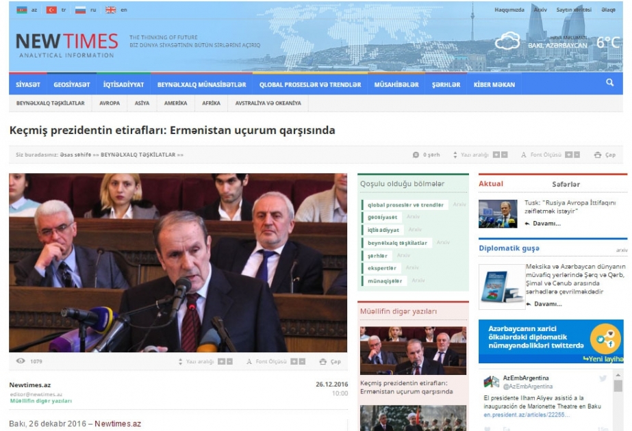 Keçmiş prezidentin etirafları: Ermənistan uçurum qarşısında