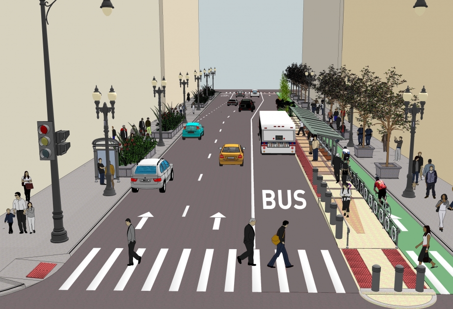 На улицах и проспектах Баку будут организованы специальные полосы движения для пассажирских автобусов ВИДЕО