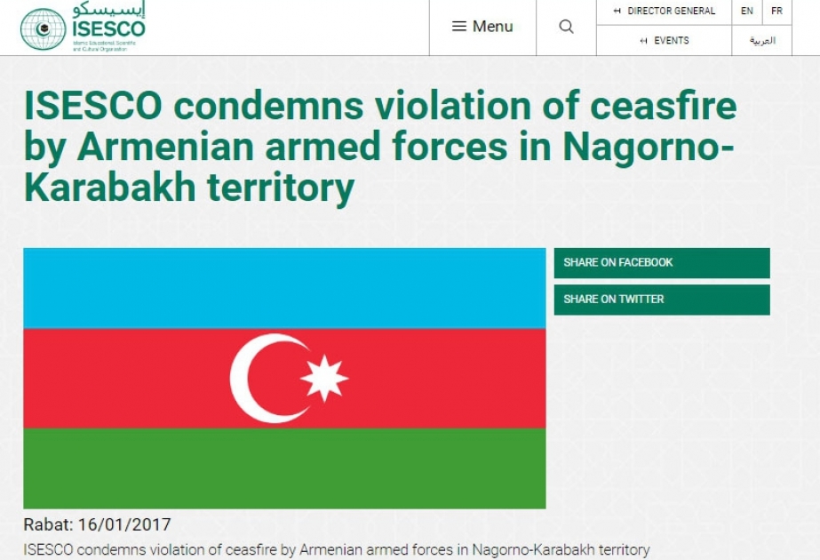ISESCO condemns ceasefire violation in Nagorno-Karabakh by Armenian army