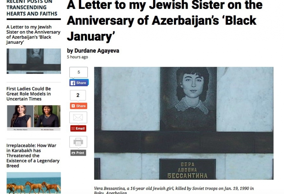 “Jewish Journal”: “Qara Yanvarın ildönümündə yəhudi bacıma məktub”