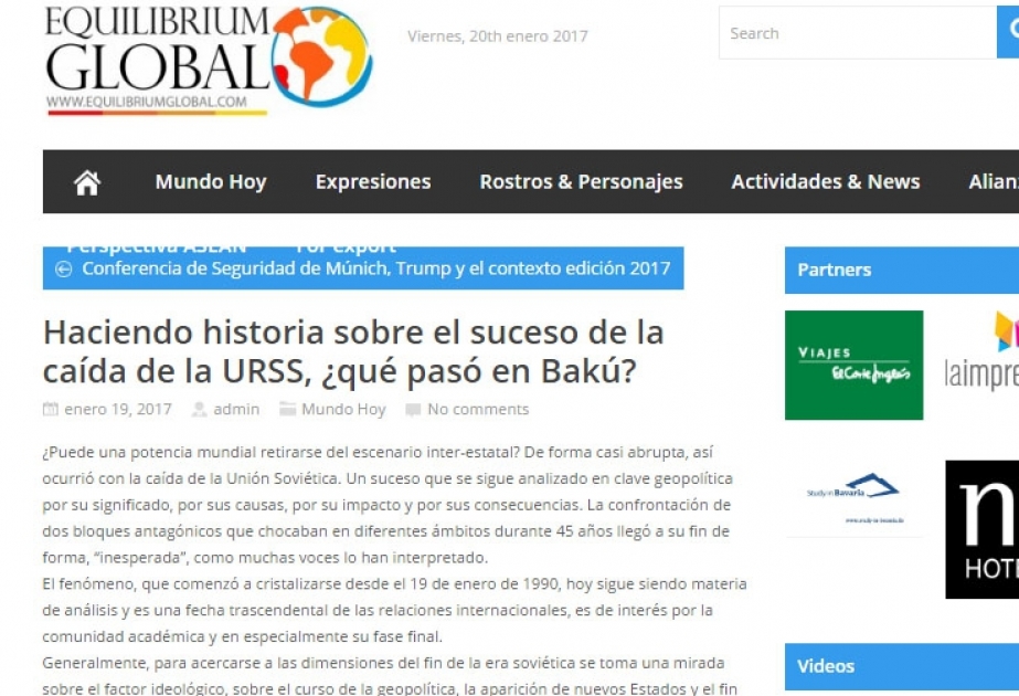 Argentina portalı: Qara Yanvar Azərbaycanın müstəqilliyinin qazanılması yolunda dönüş nöqtəsidir
