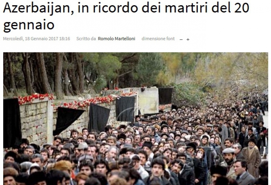 Italian journalist writes about Azerbaijan`s Black January tragedy
