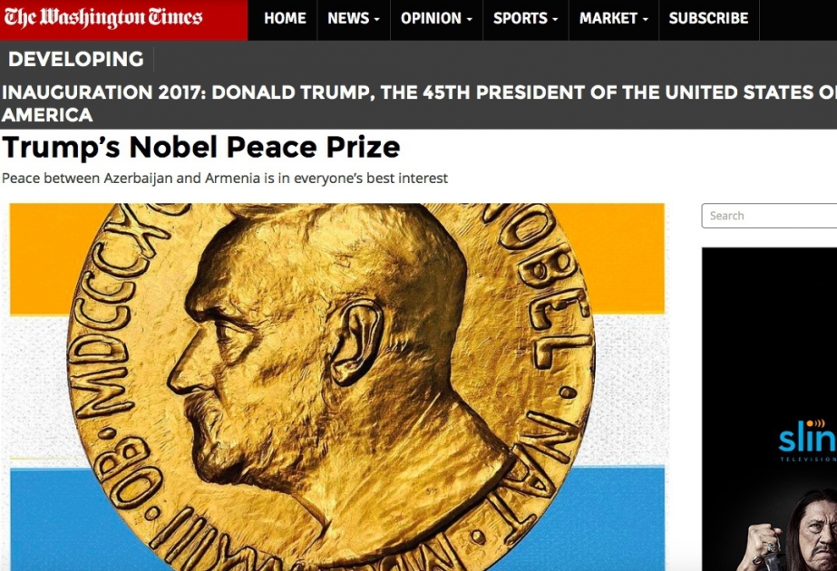 “The Washington Times”: Trampın Nobel mükafatı: Azərbaycan ilə Ermənistan arasında sülh bütün tərəflərin maraqlarına cavab verir