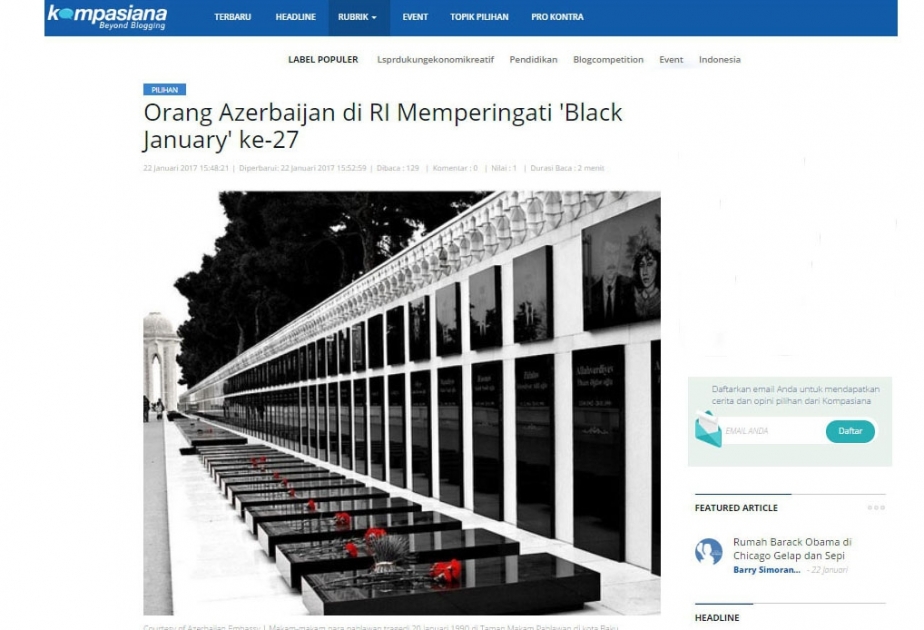 Un portail indonésien publie un article sur la tragédie du 20 Janvier