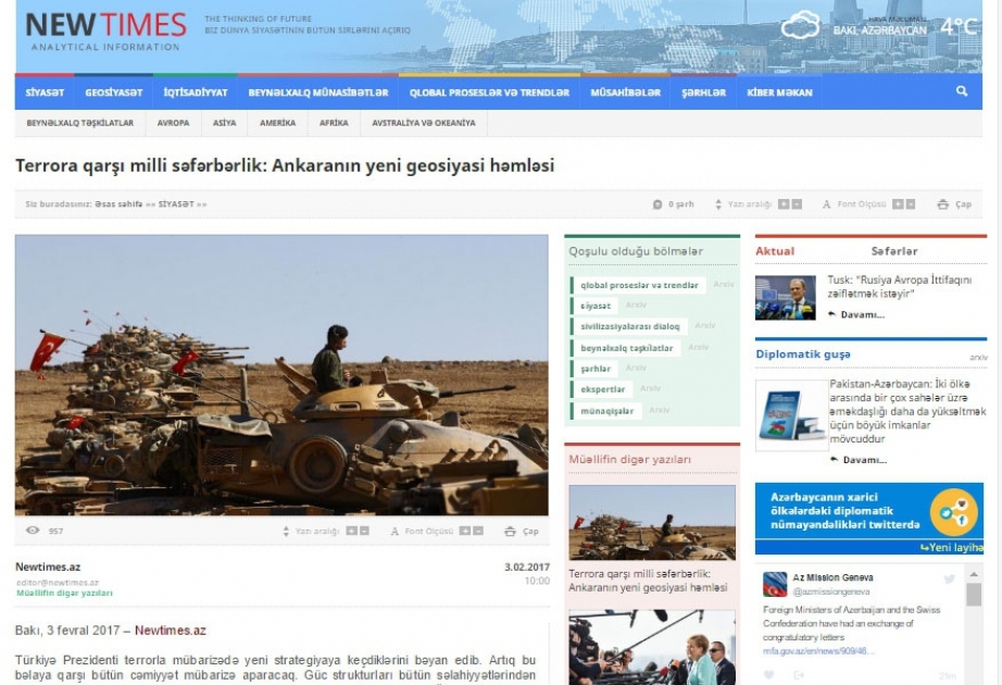 Terrora qarşı milli səfərbərlik: Ankaranın yeni geosiyasi həmləsi