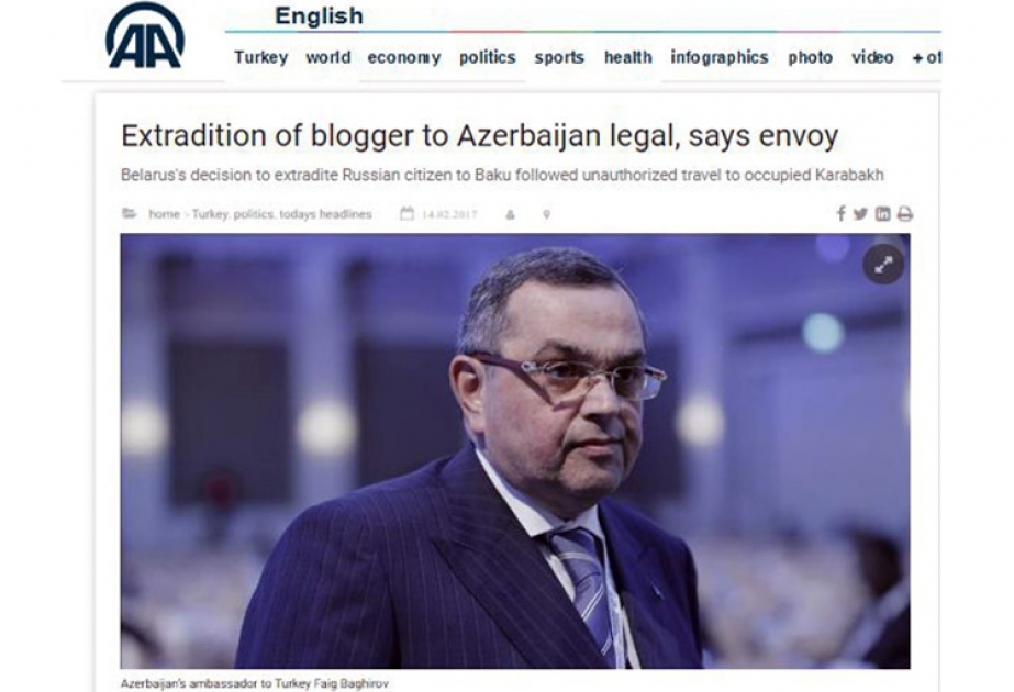 Səfir: Azərbaycan işğal olunmuş ərazilərə qanunsuz səfərlərin qarşısını beynəlxalq hüququn aliliyinə söykənərək almaqdadır