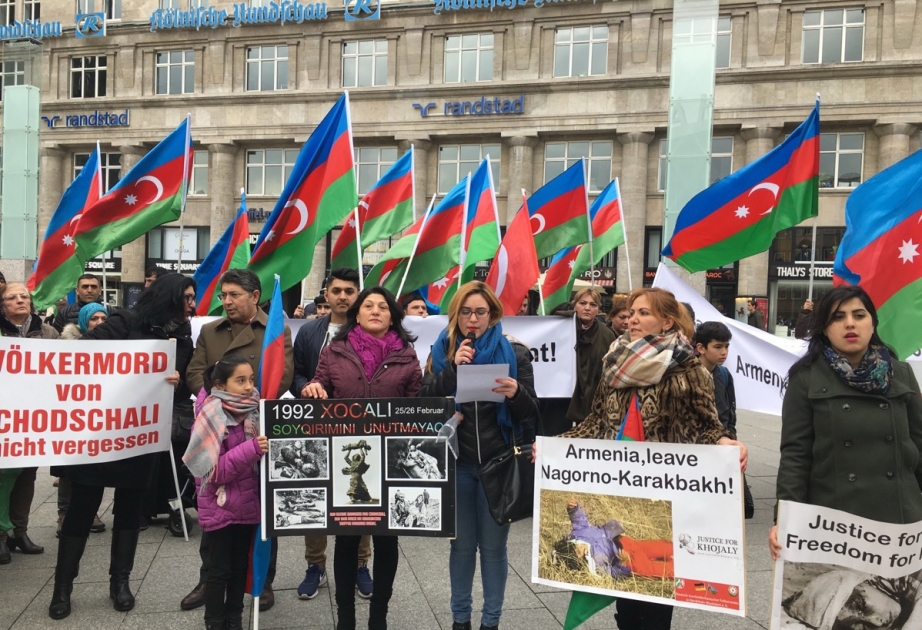 Azerbaijanis stage rally in Cologne to commemorate Khojaly genocide