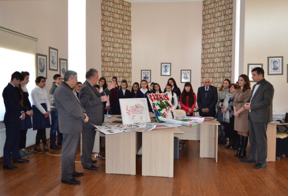 Xocalı faciəsinin dəhşətləri məktəblilərin rəsmlərində