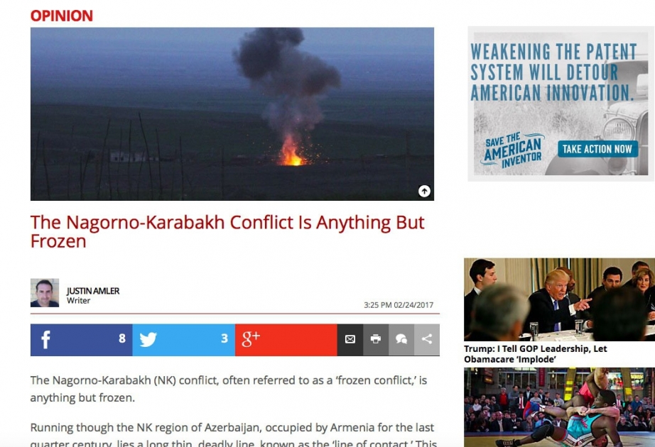 ABŞ-ın “The Daily Caller” qəzetində Ermənistanın işğalçılıq siyasəti barədə məqalə dərc edilib