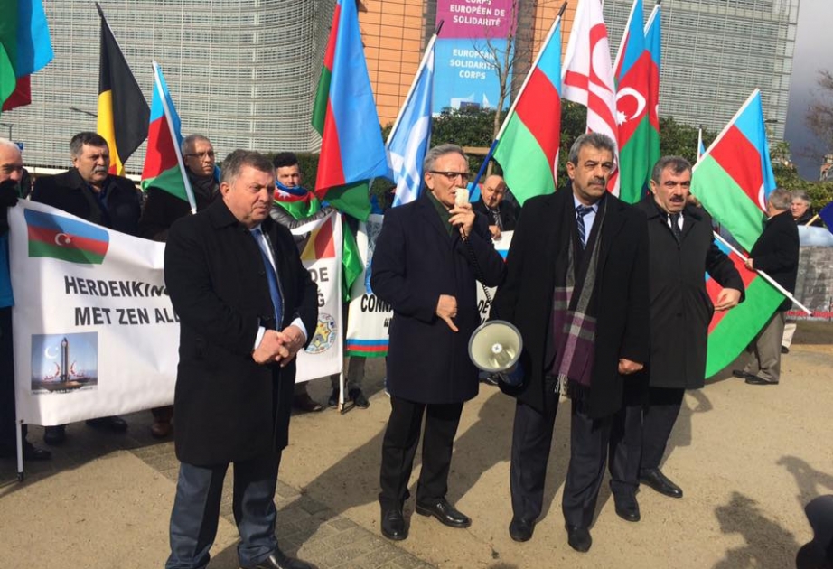 Khojaly commemorative rally staged outside European Commission headquarters