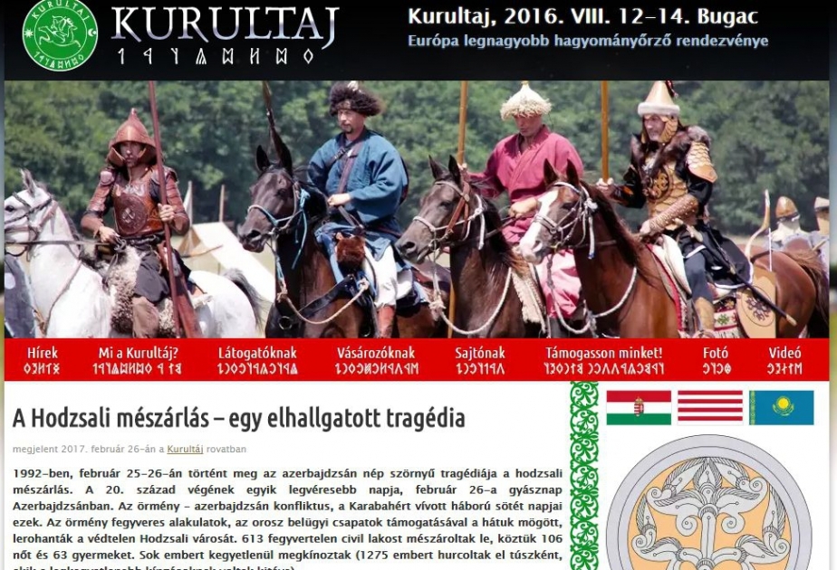 Macarıstanın “Kurultaj.hu” portalında ermənilərin Xocalıda törətdiyi cinayətlər barədə material dərc edilib