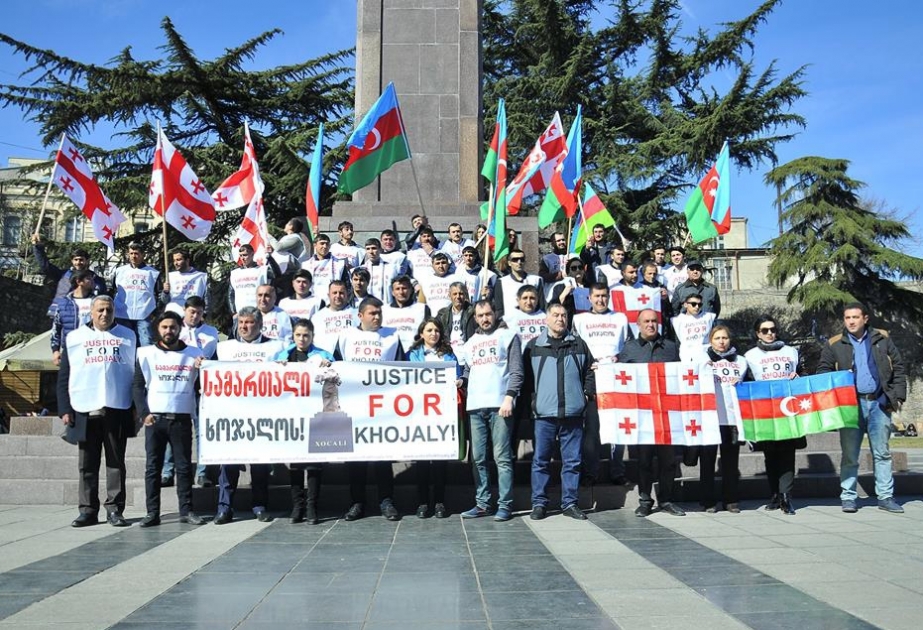 Xocalı soyqırımının 25-ci ildönümü ilə əlaqədar Tbilisidə yürüş keçirilib