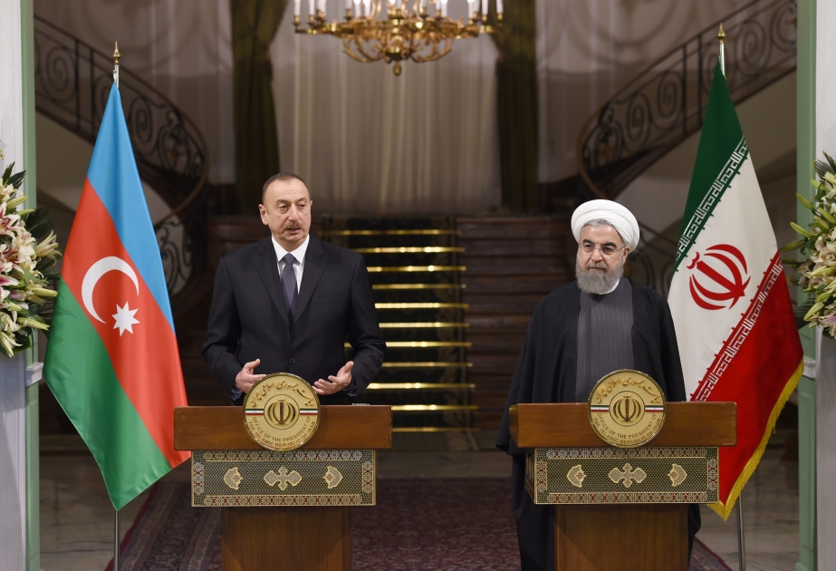 Gemeinsame Presseerklärung von Präsidenten Ilham Aliyev und Hassan Rohani VIDEO