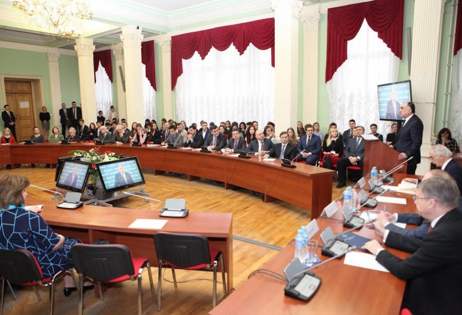 Azerbaijani FM addresses lecturers and students at Russian Diplomatic Academy
