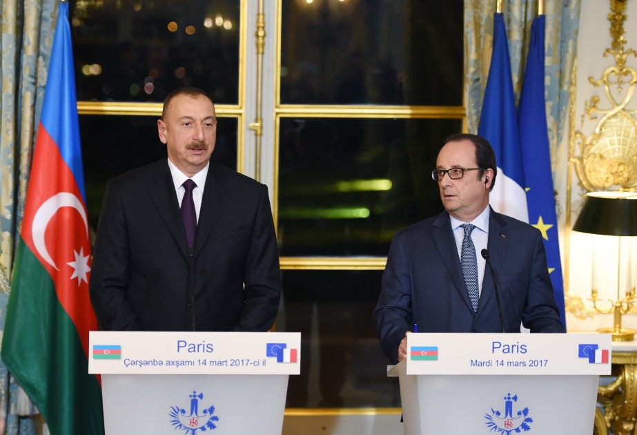 President Ilham Aliyev and President Francois Hollande made press statements VIDEO