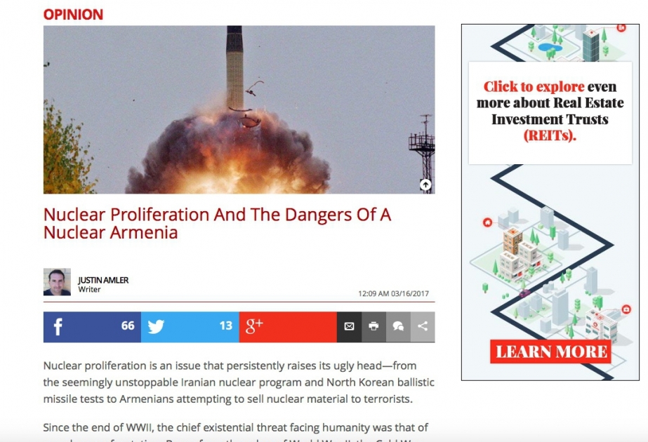 The Daily Caller: „Nukleare Proliferation und Gefahr des nuklearen Armenien“