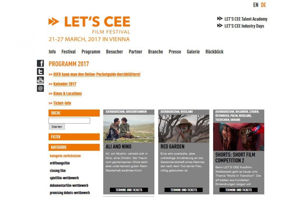 Azerbaijani films to be screened at LET‘S CEE Film Festival in Vienna
