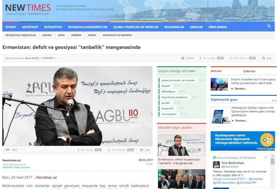 Ermənistan: defolt və geosiyasi “tənbəllik” məngənəsində